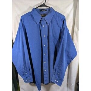 SIGNIA Mens Blue Long Sleeve Dress Shirt Size 18.5/35 Button Front Classic Fit
